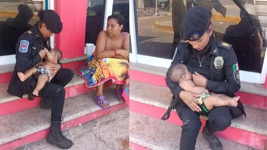 A policial amamentou o bebê - (Foto: Reprodução/Twitter)