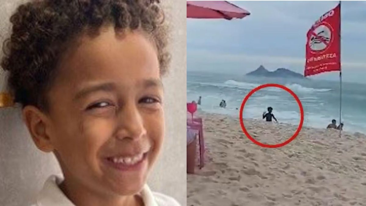 Edson Davi, de 6 anos, estava brincando na altura do Posto 4 na praia da Barra da Tijuca, no Rio de Janeiro, onde fica a barraca onde os pais trabalham - (Foto: Reprodução/Instagram)