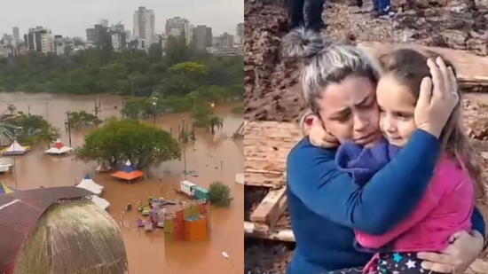 Montagem enchente Rio Taquari - Créditos: Reprodução/ Rede Globo
