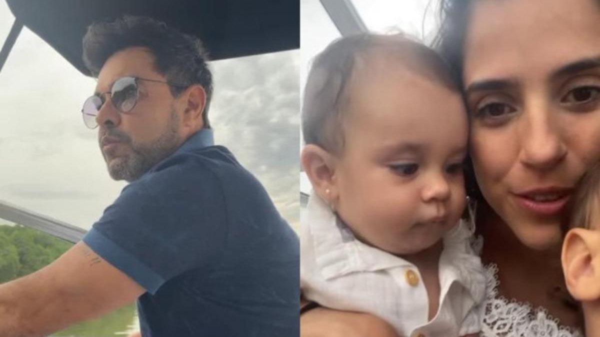 Camilla Camargo e Zezé Di Camargo curtiram em família um dia de lancha - Reprodução / Instagram