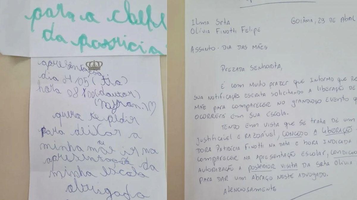 Carta que Olívia fez para o chefe da mãe - reprodução/ Twitter @nayron