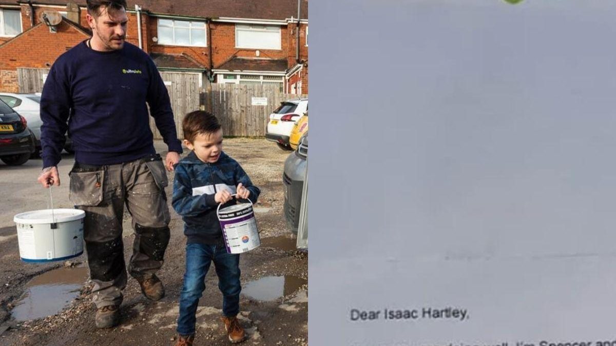 Isaac ajudou o pai durante o trabalho - Reprodução/Yorkshire Post