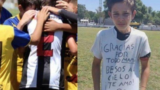 Luca faz homenagem a mãe na camiseta do time de futebol  - Luca faz homenagem a mãe na camiseta do time de futebol (Foto: Reprodução / Twitter