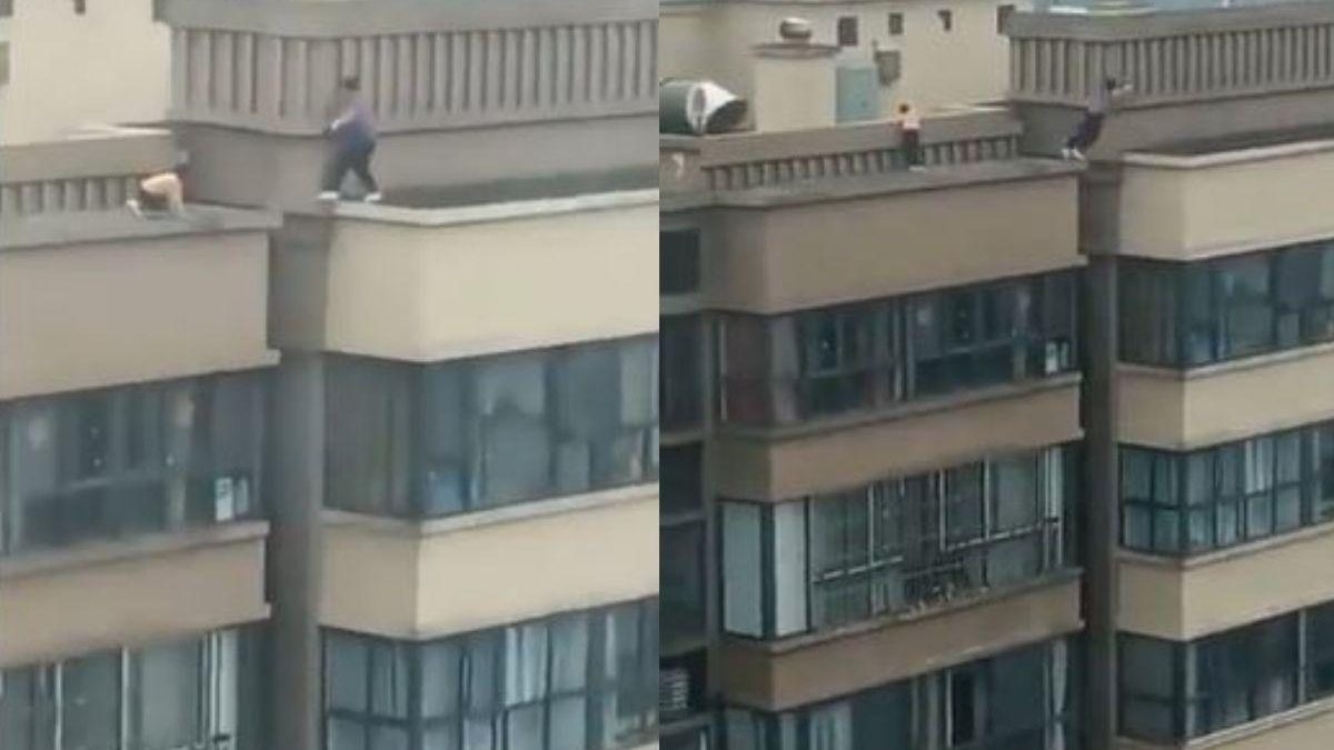 Crianças pulando de um prédio para o outro - Reprodução/Daily Mail