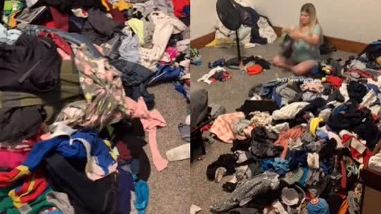 Britni Church compartilhou uma sequência de vídeos no TikTok mostrando a quantidade de roupas para lavar - Getty Images