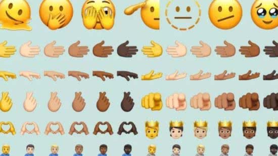 Os novos emojis contam com carinha derretida, continência e muito mais - Reprodução/Emojipedia