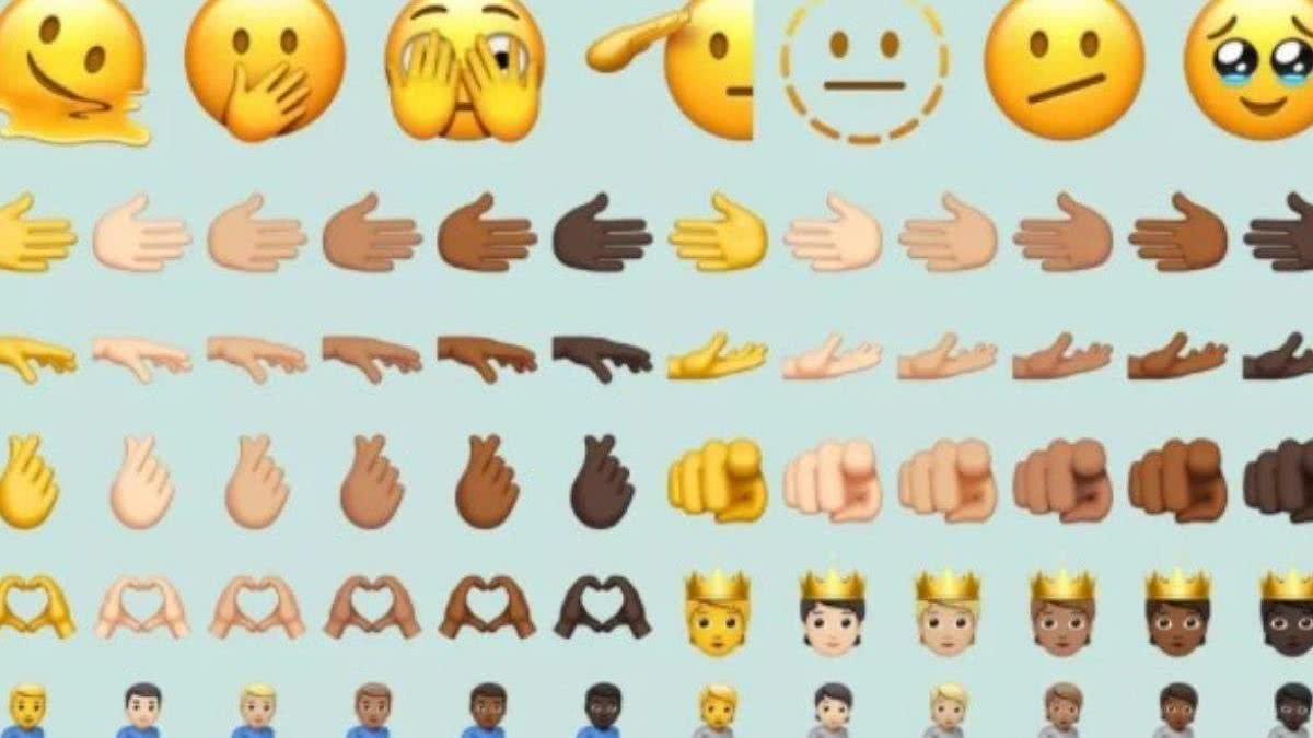 Os novos emojis contam com carinha derretida, continência e muito mais - Reprodução/Emojipedia