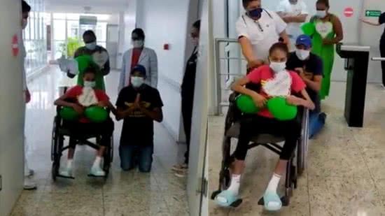 Pai cumpre promessa e sai ajoelhado de hospital no Cuiabá após melhora de filha com infecção no cérebro - reprodução/Youtube