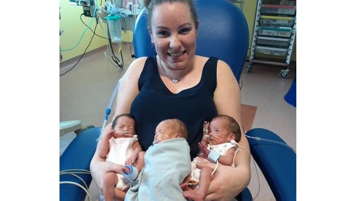 Megan, Marie e Oliver nasceram com 26 semanas (Foto: Reprodução/Facebook 
