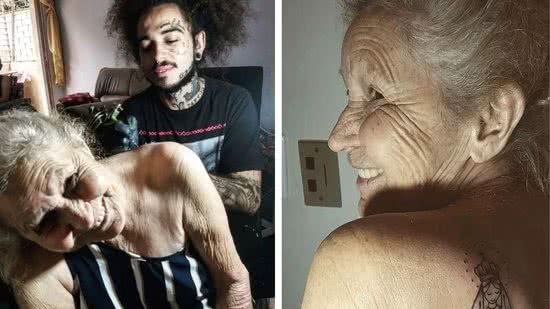 Neto fez a primeira tatuagem da avó - Reprodução / Facebook Taguinho Artes