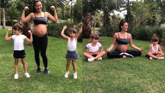 Kyra Gracie se exercita com as filhas - reprodução/ Instagram