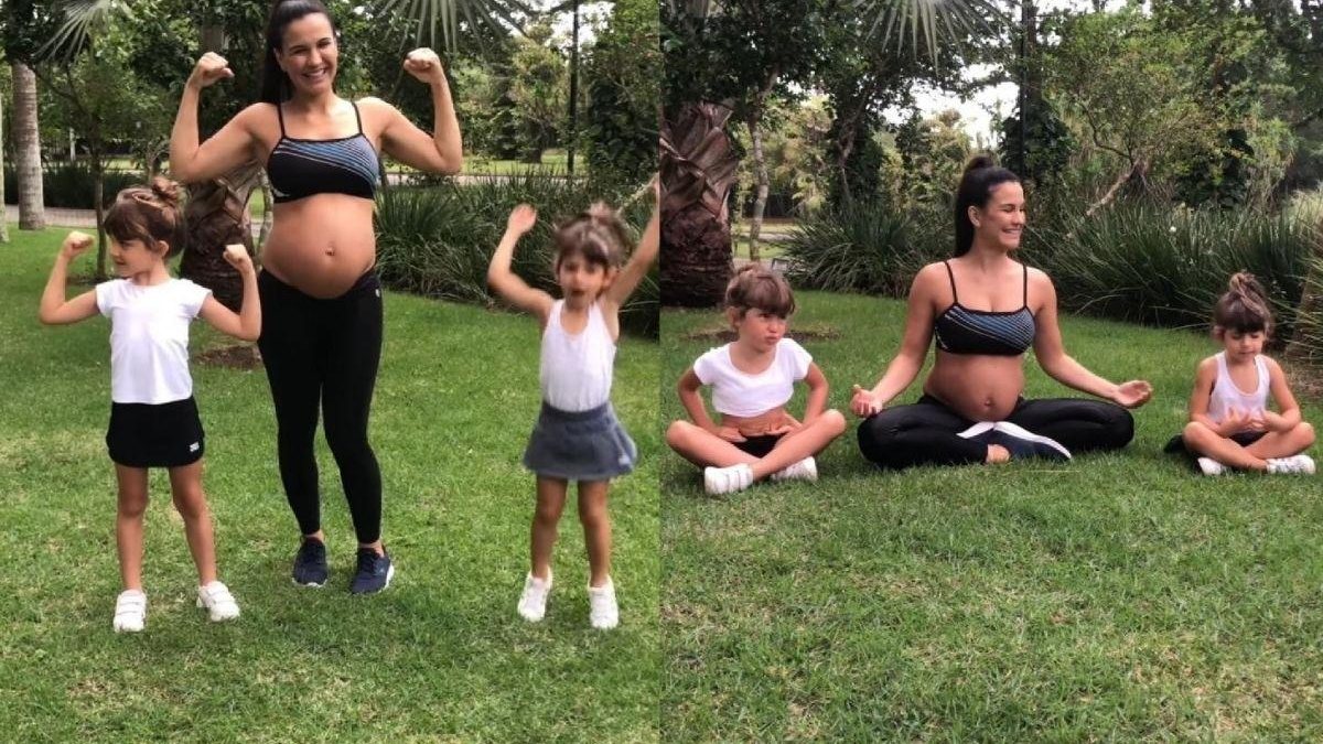 Kyra Gracie se exercita com as filhas - reprodução/ Instagram