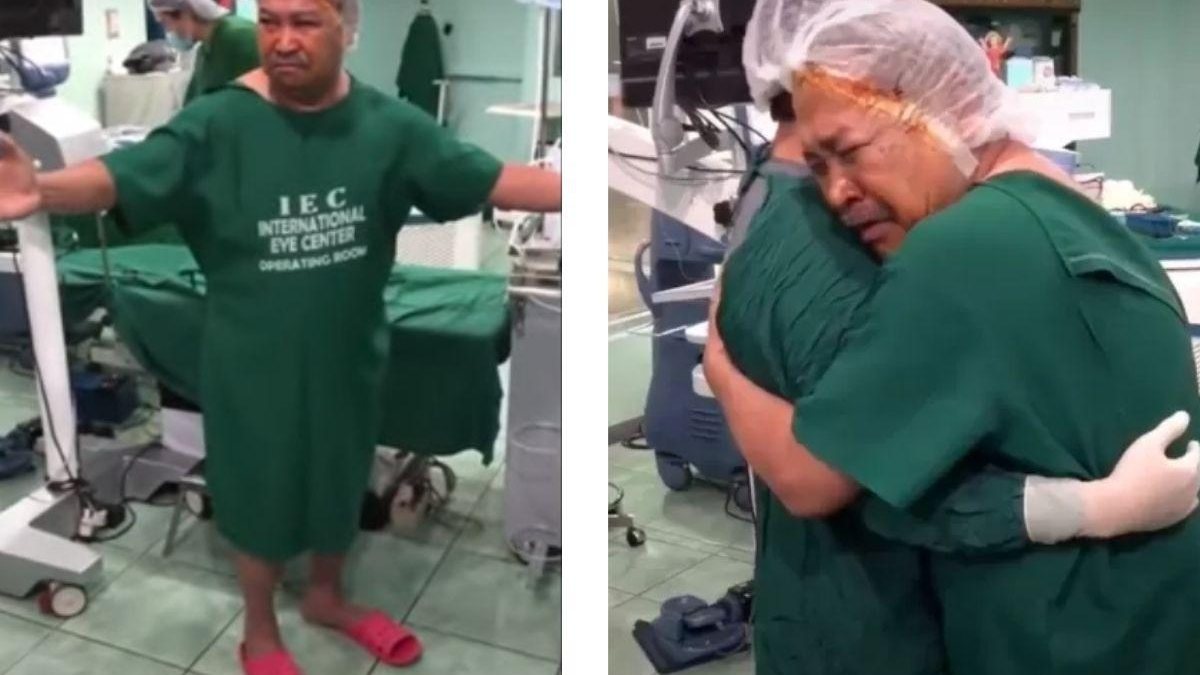 Homem de 65 anos volta a enxergar após cirurgia paga pelos vizinhos - reprodução TikTok