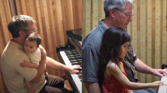 Pai mostra a filha crescendo enquanto o ouve tocar piano (Reprodução/Youtube)