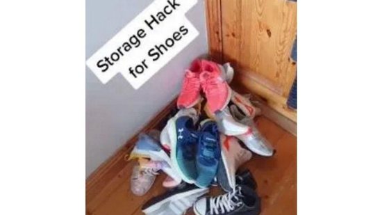 Mulher compartilha truque simples para manter os sapatos sempre organizados - reprodução TikTok