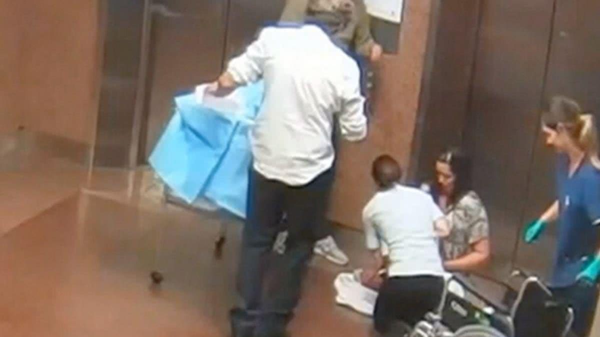 Mãe dá à luz na frente de elevador no hospital - reprodução 7News