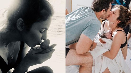 A mãe de dois filhos compartilhou fotos de seu parto domiciliar enquanto ela e seu filho Chase deram as boas-vindas a Jagger em suas vidas - Reprodução/Daily Mail