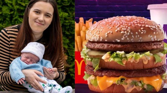 Jovem descobriu gravidez após 8 meses achando que estava engordando por comer muito McDonald’s (Foto: Reprodução/ 