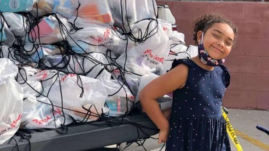Bethany Moultry, de 6 anos, está em uma missão pessoal de ajudar os sem-teto do bairro - Reprodução / Good Morning America