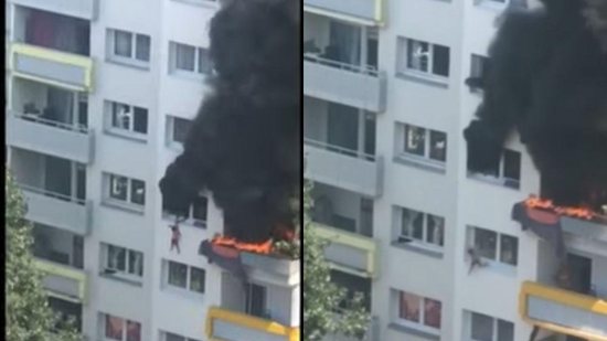 Duas crianças pulam de um prédio para se salvar de incêndio - Reproduçã/ YouTube AFP News