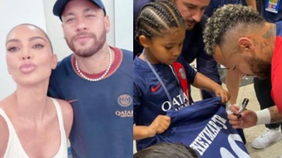 O filho da empresária com o rapper Kanye West conheceu o ídolo e até ganhou camiseta autografada - Reprodução/Instagram