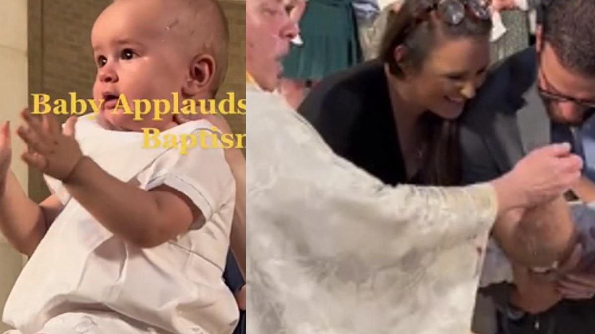 Bebê viraliza nas redes sociais por aplaudir e comemorar o próprio batismo - Reprodução/TikTok