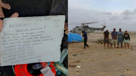 O bilhete foi encontrado por pescadores - Reprodução/ Marinha do Brasil