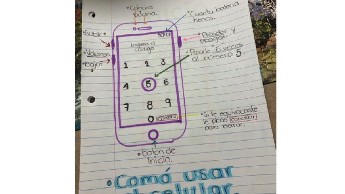 Neta desenhou passo a passo das funções de um celular para a avó. - Reprodução/ Razões para Acreditar