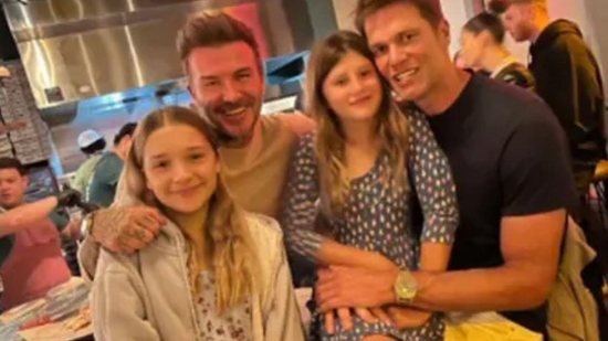 Cruz, o filho de Beckham, também esteve presente no encontro - Reprodução/ Instagram