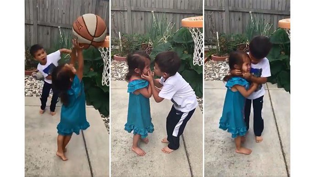 Irmão tem a melhor reação depois de irmã se machucar jogando basquete - Reprodução/ Twitter @JalalT1