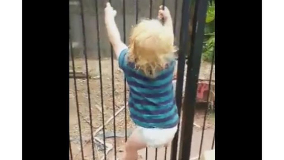 Imagem Imagina o susto! Mãe faz alerta depois de filho escalar portão