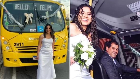 Noiva decide chegar em seu casamento de ônibus para homenagear o pai (Foto: Reprodução/ O EstadoCE