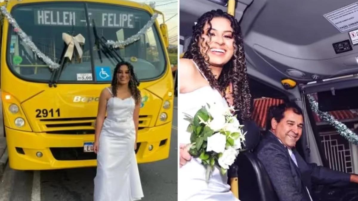 Noiva decide chegar em seu casamento de ônibus para homenagear o pai (Foto: Reprodução/ O EstadoCE