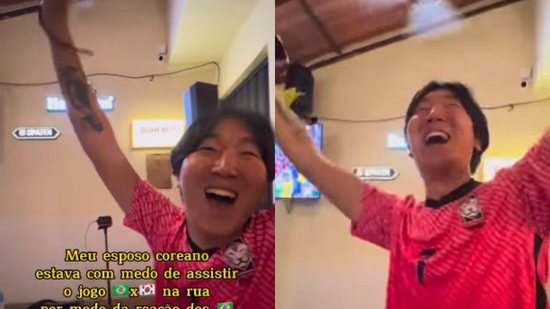 Imagem Coreano recebe reação inesperada de clientes do bar em gol da Coreia do Sul contra o Brasil
