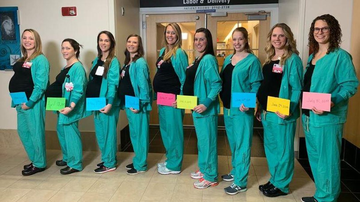 As nove enfermeiras ficaram grávidas ao mesmo tempo! - Reprodução / NBC News