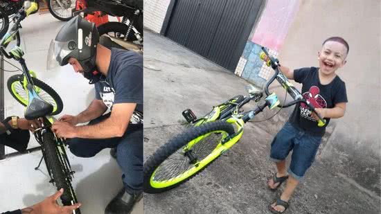 Davi ganhou uma nova bicicleta de presente - Reprodução João Victor Lopes/Rádio Uirapuru
