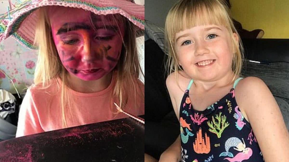 Chloe tentou copiar a maquiagem da mãe, mas deu muito errado! - Reprodução / Daily Mail / Kennedy News and Media