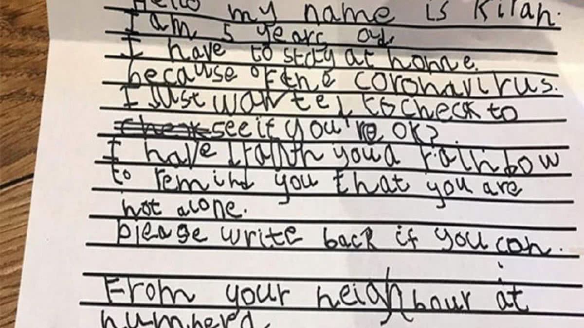 Menina de cinco anos escreveu carta para o vizinho, de 93 anos - Getty Images