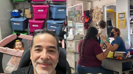 Luis Ricardo Ruiz enquanto cuidava da filha de sua funcionária - Reprodução/Facebook