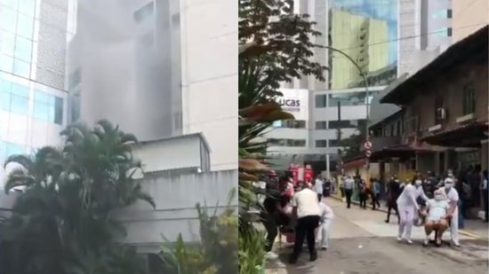 Incêndio atingi hospital no Rio de Janeiro e pacientes são retirados às pressas - Reprodução/TV Globo