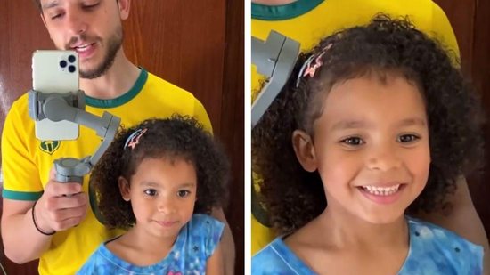 Pai faz vídeo para elevar autoestima da filha que sofria bullying na escola por ter cabelo cacheado - reprodução Instagram