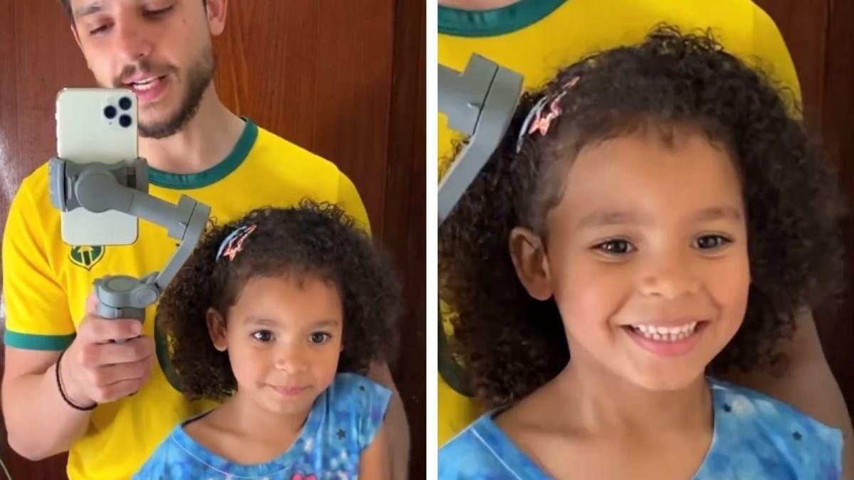 Pai faz vídeo para elevar autoestima da filha que sofria bullying na escola por ter cabelo cacheado - reprodução Instagram