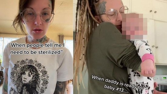 Mãe de 12 causa polêmica ao dizer que tem o marido tem fetiche em mulheres grávidas - Reprodução/Tik Tok