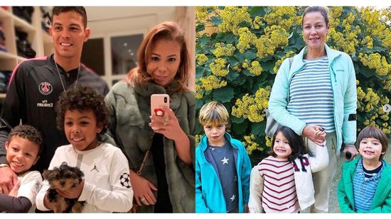 Belle Silva com o marido, o jogador Thiago Silva, e os filhos Isago e Iago - Reprodução / @belle_silva