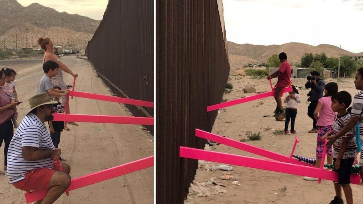 As gangorras foram instaladas na fronteira dos EUA com o México (Foto: Reprodução / Instagram 