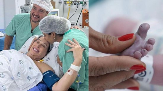 Imagem Claudia Raia aparece sorridente em fotos inéditas do parto de filho recém-nascido, Luca