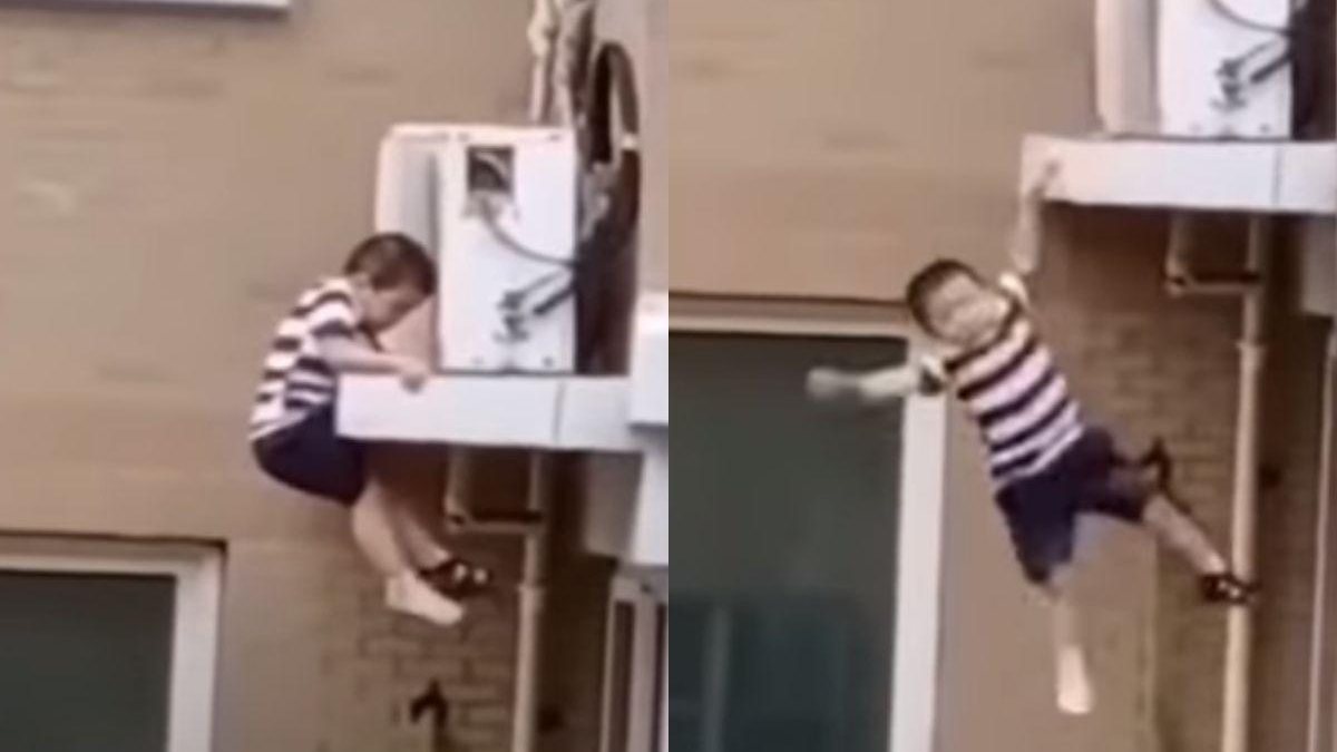 Vizinho salva criança que caiu da janela do prédio - reprodução YouTube