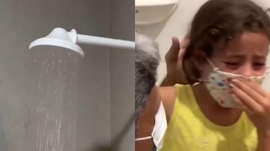 A menina chorou ao ver o chuveiro com água quente pela primeira vez - Reprodução/Instagram @amigosdobem