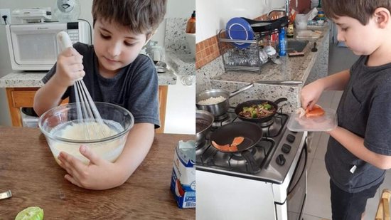 Enzo só tem 10 anos, mas é quase um chef de cozinha! - Reprodução
