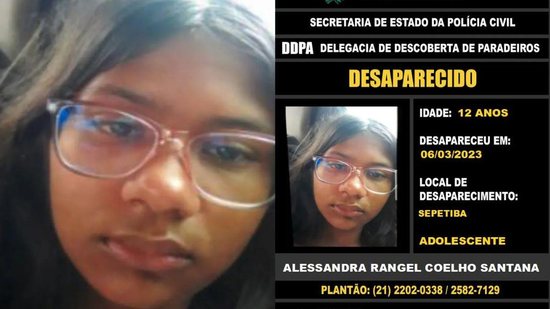 Pai de menina de 12 anos que desapareceu no Rio faz apelo - Reprodução